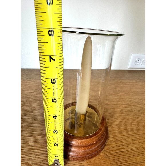 Vintage Hurricane Candle Holder With Brass Base & Glass Shade  8" Tall - Picture 9 of 10